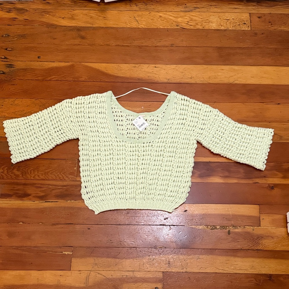 NWT Free People Mint Green Crochet Sweater